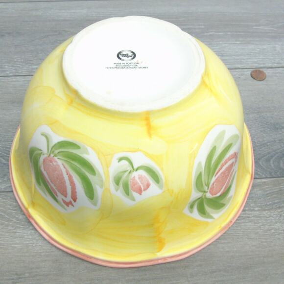 The Cellar Portugal SERVING BOWL Yellow Peach Green Floral 9.7" Macy's Exclusive - Picture 2 of 7